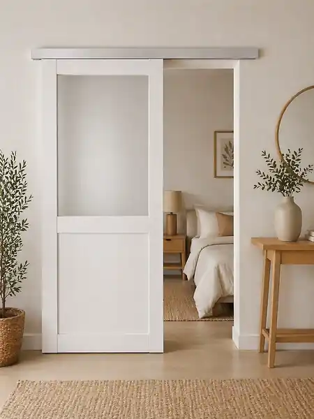 Porte Coulissante Athena Blanc H204 x L83 cm, Rail Alu GD MENUISERIES Achat Immédiat