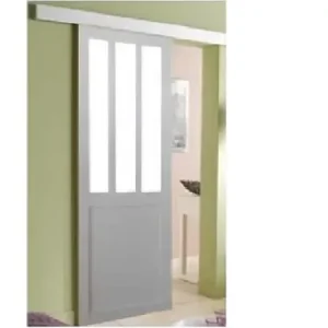 Porte Coulissante Atelier Blanc H204 x L83 cm, Rail Alu GD MENUISERIES Pas Cher