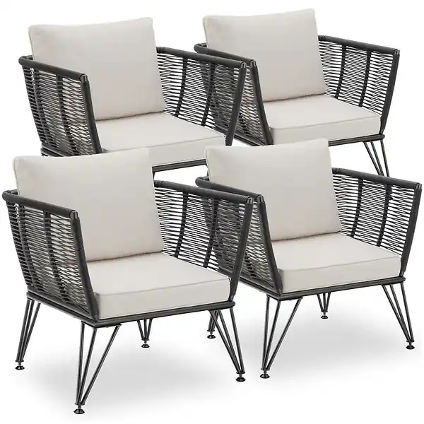 Offre Limitée Lot de fauteuils de jardin en résine tressée SUNDO gris anthracite TECTAKE