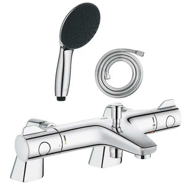 Pack mitigeur bain douche thermostatique Grohtherm 800 + douchette ronde 2 jets + flexible GROHE Expédition Rapide