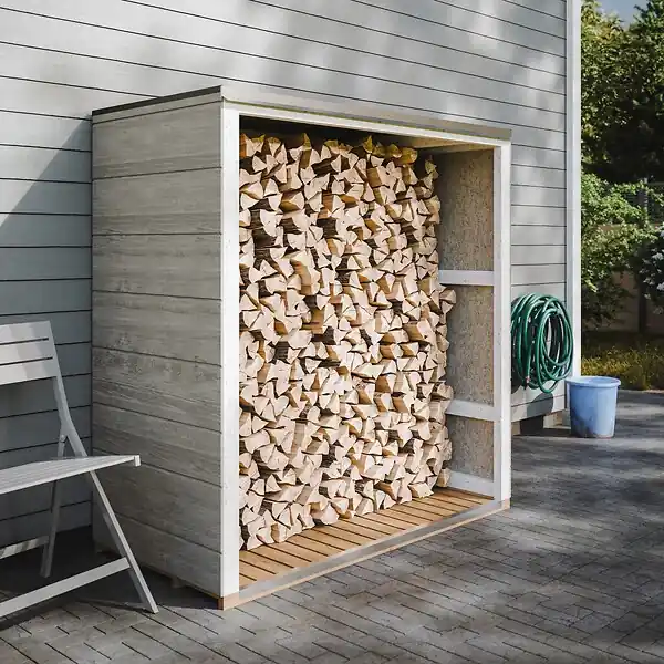 Abri à bûches extérieur 1,14 m² - 75 x 153 x H159 cm - M980-1 TIMBELA Haute Qualité