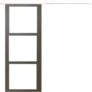 Paiement Sécurisé Porte Coulissante Gris Taupe RAL 7006 Vitrage transparent H204 x L73 cm, rail bandeau blanc GD MENUISERIES