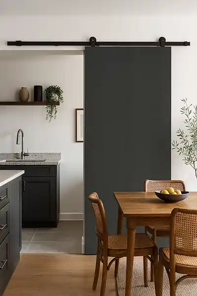 Porte Coulissante Effet Chêne Anthracite Grey Oak H204 x L73 cm, Rail roulettes GD MENUISERIES Offre Exclusive