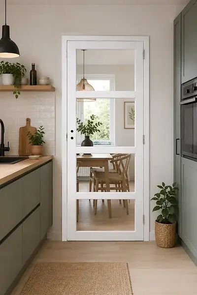 Pas Cher Bloc Porte Tana Blanc Transparent H204 x L63 cm Côte Tableau P.Gauche GD MENUISERIES