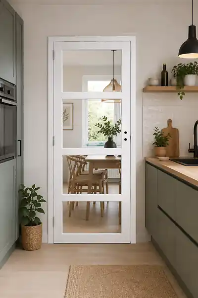 Vente Directe Bloc Porte Tana Blanc Transparent H204 x L63 cm Côte Tableau P.Droit GD MENUISERIES