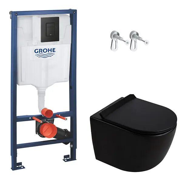 Remise Rapid SL pack WC bâti-support + WC suspendu sans bride Ceramia PixL avec abattant SoftClose + plaque (GRRCEPXBMT04-FR) GROHE