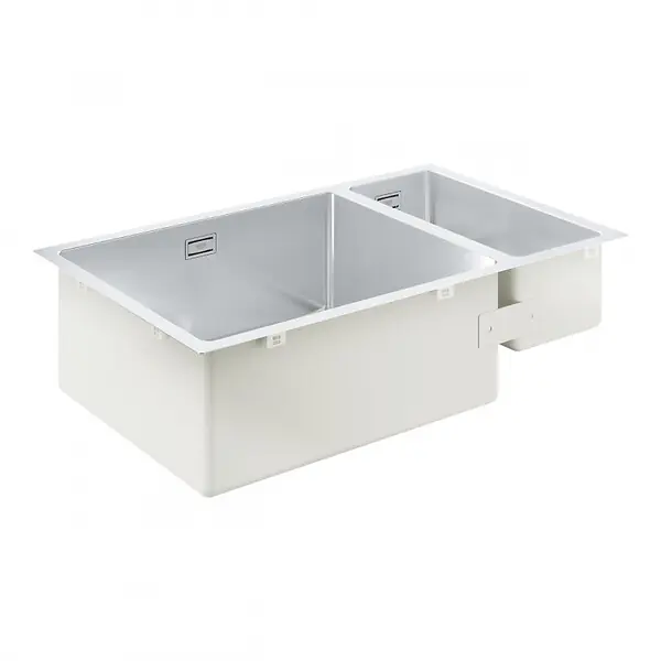Grohe K700U Evier double bac 76x45cm en Acier inoxydable, Finition satin (31575SD1) Commander Vite