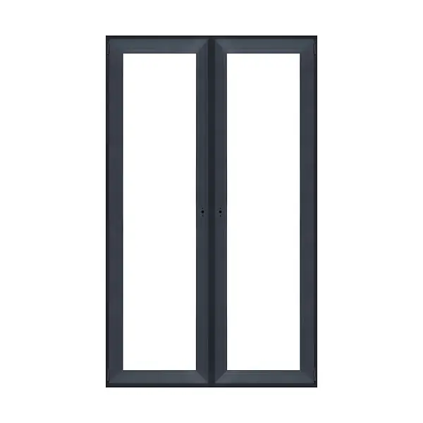 Nouvel Arrivage Porte-fenêtre PVC 2 vantaux - Anthracite - H.205xL.120cm QUADROFORM