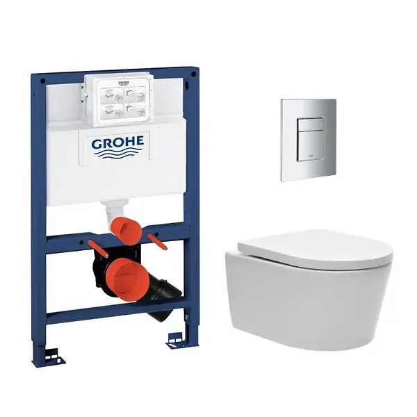 Swiss Aqua Technologies Pack WC Rapid SL + Cuvette sans bride SAT, fixations invisibles + Plaque Chrome Prix Promo