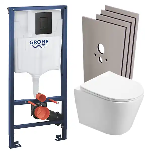 Expédition Rapide Pack Bati-support+WC suspendu sans bride+abattant frein de chute+Set de montage (RapidSL-Infinitio-KF0-sabo) GROHE