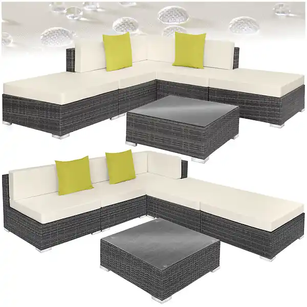 Salon en rotin avec structure en aluminium Paris gris TECTAKE Acheter En Ligne