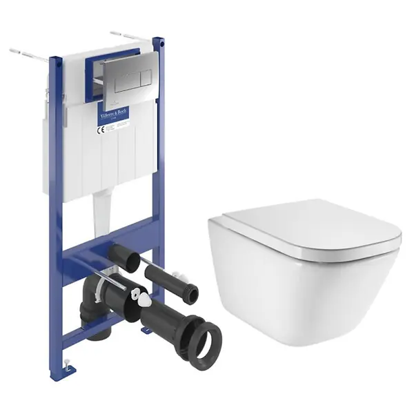 ViConnect Pro S pack WC bâti-support + WC suspendu sans bride Roca avec abattant SoftClose + plaque (VBROGAWR02-FR) VILLEROY & BOCH Paiement Sécurisé
