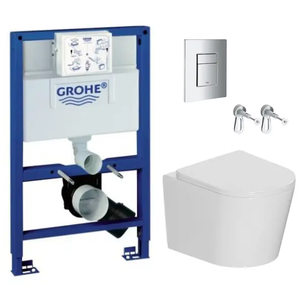 Vente Flash Pack WC bâti-support Rapid SL + WC suspendu sans bride + abattant SoftClose + plaque chrome (RSL082CETOR1) GROHE