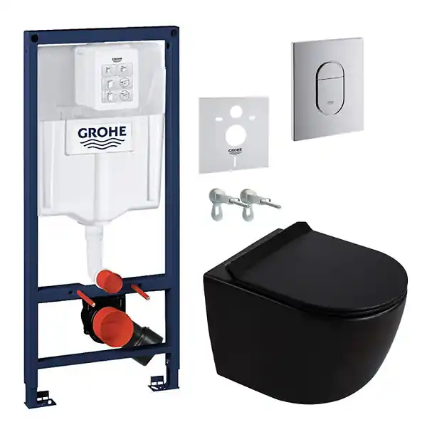 Top Vente Rapid SL pack WC bâti-support + WC suspendu sans bride Ceramia PixL avec abattant SoftClose + plaque (GRRCEPXBMT03FR-FS) GROHE