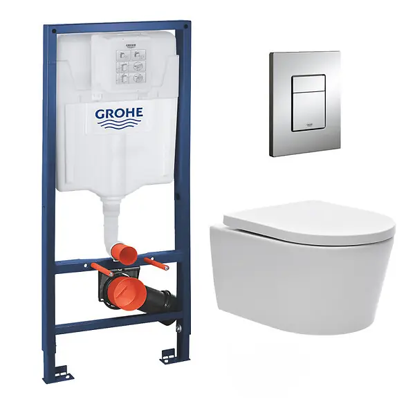 Nouveauté Pack WC Rapid SL + cuvette sans bride SAT, fixations cachées + plaque Skate chrome (RapidSL-SATrimless-SP) GROHE