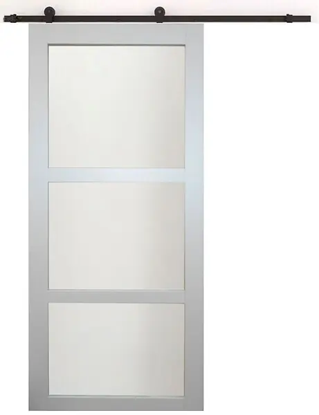 Solde Porte Coulissante Greyria Gris Clair Vitrée H204 x L83 cm, Rail roulettes GD MENUISERIES