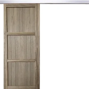 Vente Directe Porte Coulissante bois Frake 3 Panneaux H204 x L83 cm, rail alu GD MENUISERIES