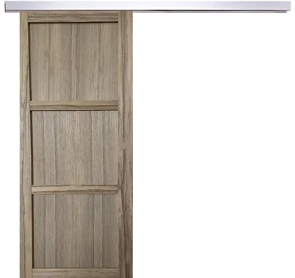 Vente Directe Porte Coulissante bois Frake 3 Panneaux H204 x L83 cm, rail alu GD MENUISERIES
