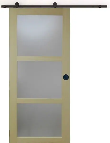 Haute Qualité Porte Coulissante bois Ayous Vitrée H204 x L73 cm, Rail roulettes, Coquilles Noir GD MENUISERIES
