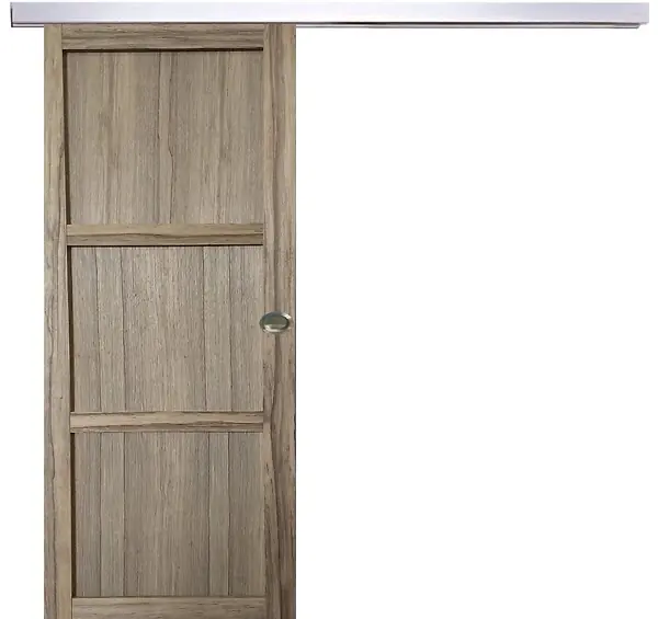 Commande En Gros Porte Coulissante bois Frake 3 Panneaux H204 x L73 cm, rail alu, coquilles GD MENUISERIES