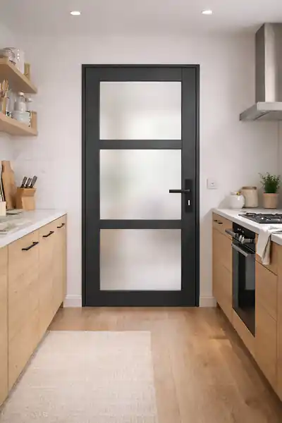 Nouvel Arrivage Bloc Porte Blakeria Gris Anthr Vitrée H204 x L73 cm Côte Tableau P.Gauche,Poignee GD MENUISERIES