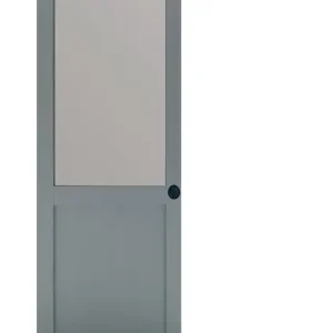 Porte Coulissante Athena Gris Clair Vitrée H204 x L83 cm, Rail Roulettes, Coquilles Noir GD MENUISERIES Nouveauté