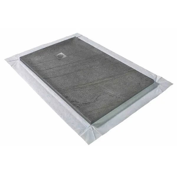 Petit Prix Receveur pierre naturelle ardoise claire U-Tile grille carrée acier excentrée MARMOX
