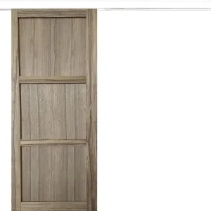 Porte Coulissante bois Frake 3 Panneaux H204 x L83 cm, rail bandeau blanc GD MENUISERIES Meilleur Choix