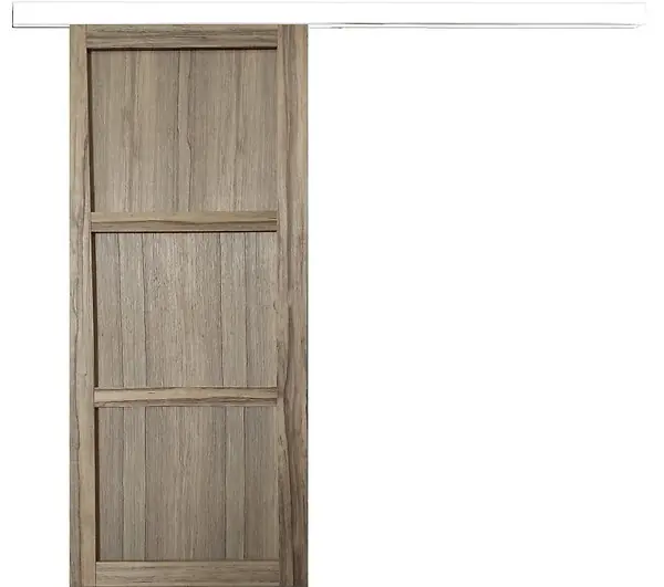 Porte Coulissante bois Frake 3 Panneaux H204 x L83 cm, rail bandeau blanc GD MENUISERIES Meilleur Choix