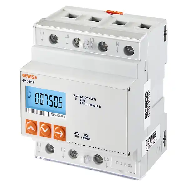 Nouvel Arrivage Compteur d‘énergie triphasé 80A MID 4 modules avec interface Modbus - GEWISS - GWD6817