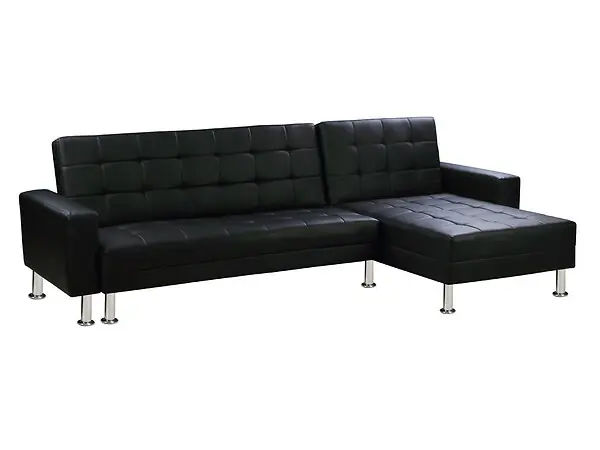 Must-Have Canapé d‘angle convertible et réversible "Theo" - 260 x 82/144 x 81 cm - 4 places - Noir HABITAT ET JARDIN