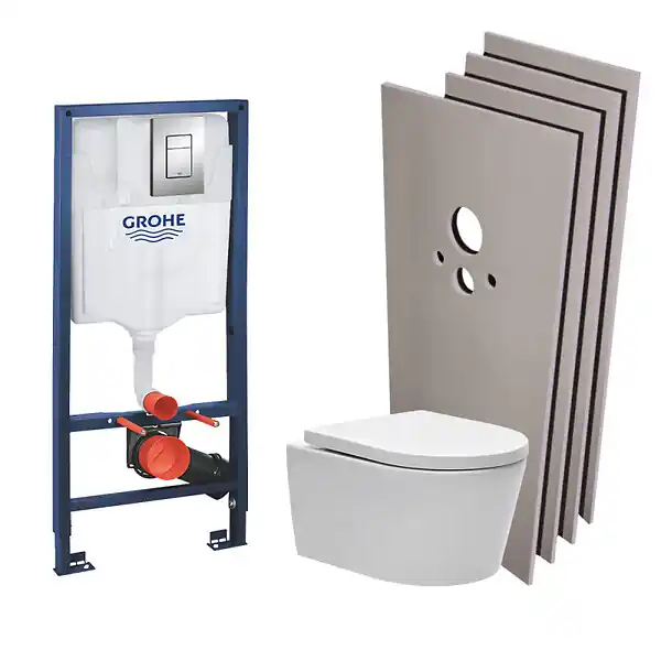 Swiss Aqua Technologies Pack WC Rapid SL + cuvette sans bride SAT, fixations cachées + plaque Skate chrome + Set habillage Achat Immédiat