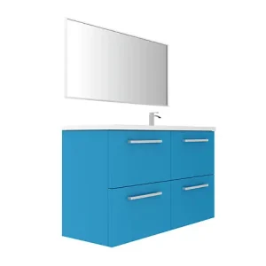 Meuble de salle de bain 4 tiroirs - Bleu lagon - L120xP45cm VIF Affaire À Saisir