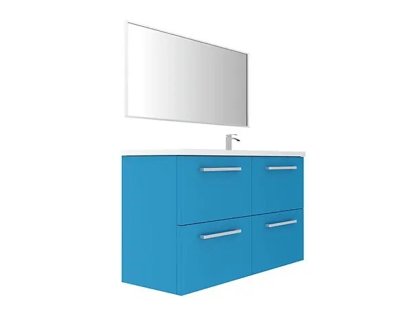 Meuble de salle de bain 4 tiroirs - Bleu lagon - L120xP45cm VIF Affaire À Saisir