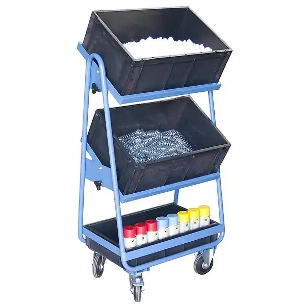Commander Vite Fimm - Servante à Bacs Armature Avec 3 Bacs Plastiques Charge 200 Kg Plateaux Inclinable De 0 à 30°