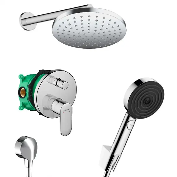 Prix Cassé Hansgrohe Vernis Blend Pulsify Set de douche tout en 1 avec Douche de tête 205 XXL + Douchette 3 jets Performance
