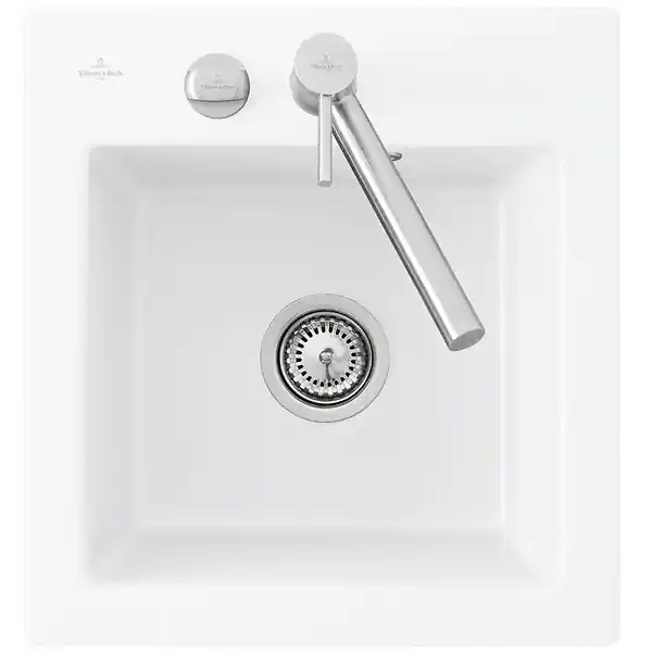 Evier 1 bac sans egouttoir Subway Pure XS 47,5 x 51 cm Blanc vidage automatique inclus VILLEROY ET BOCH Must-Have