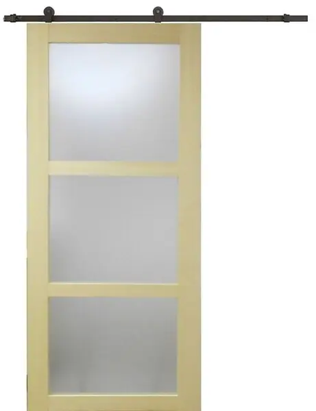 Commander Vite Porte Coulissante bois Ayous Vitrée H204 x L93 cm, Rail roulettes GD MENUISERIES