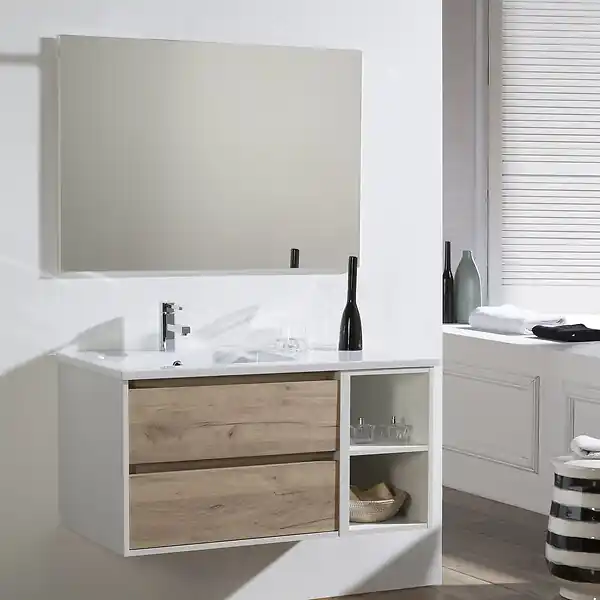 Meuble de salle de bain Melanie - Blanc oak - L.100cm JUMAR S L Meilleur Choix
