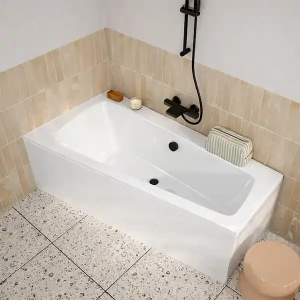 Pack Baignoire Asymétrique Droite 160x85x54 cm avec Tablier recoupable - Blanc Brillant - MARINA ALLIBERT Petit Prix