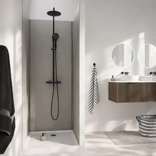 Vente Flash Pack 3 Panneaux Muraux Pierre Light Grey 90x210cm et Profilés Chrome - STONE‘IT AURLANE
