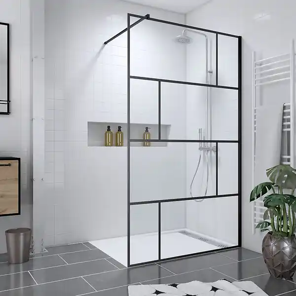 Pack Paroi de douche 120x195 cm + RECEVEUR EN ACRYLIQUE BLANC EFFET PIERRE 120X90 AURLANE Vente Directe