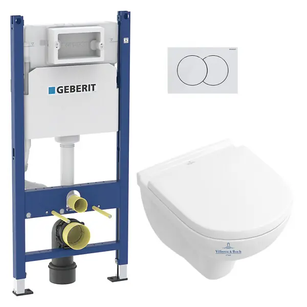 Populaire Pack bâti-support Duofix + Plaque de commande + Fixations murales + Cuvette suspendue + Abattant (O.NOVO49GEB3) GEBERIT