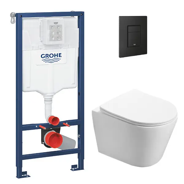 Prix Promo Pack WC Rapid SL + WC Swiss Aqua Technologies Infinitio sans bride + Plaque de commande noir mat (RapidSL-Infinitio-KF0) GROHE