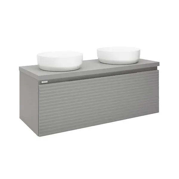 Meilleur Prix Naturel Meuble sous lavabo strié pour salle de bain Naturel Savona 118x43x44,8 cm gris mat (SAVONA120GMD)