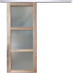 Porte Coulissante bois Frake Vitrée H204 x L73 cm, rail alu, coquilles GD MENUISERIES Top Vente