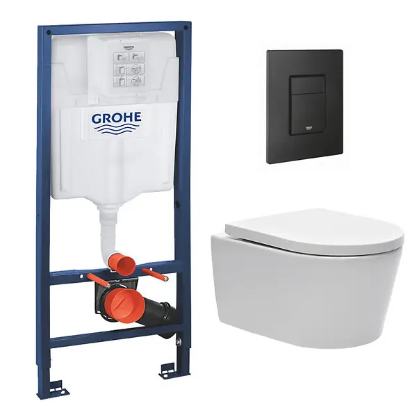 Vente Directe Pack WC Rapid SL + Cuvette sans bride Swiss Aqua Technologies + Plaque de commande noir mat (RapidSL-SATrimless-KF0) GROHE