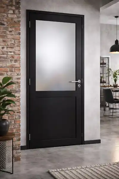 Bloc Porte Athena Noir H204 x L73 cm Côte Tableau P.Droit,Poignee Pomerol GD MENUISERIES Usine Directe