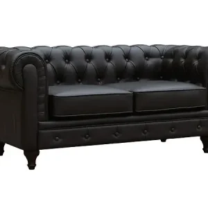 Nouvelle Collection Canapé fixe Chesterfield "Aliza" - 157 x 82 x 70 cm - 2 places - Marron HABITAT ET JARDIN