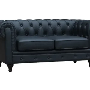 Canapé fixe Chesterfield "Aliza" - 157 x 82 x 70 cm - 2 places - Noir HABITAT ET JARDIN Vente Flash